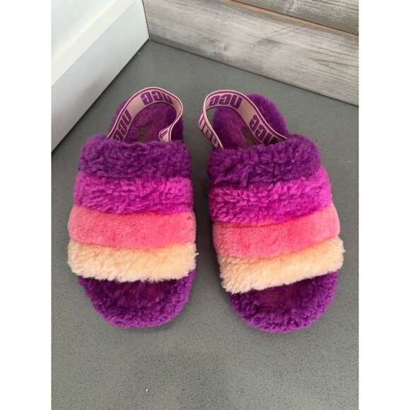 UGG BERRYLICIOUS MULTI FLUFF YEAH SLIDE SHEEPSKIN SLIPPERS Size 6 - Picture 5 of 10